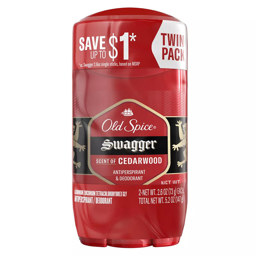 OLD SPICE DEO STICK 2.6 OZ TWIN PACK SWAGGER SCENT OF CEDARWOOD