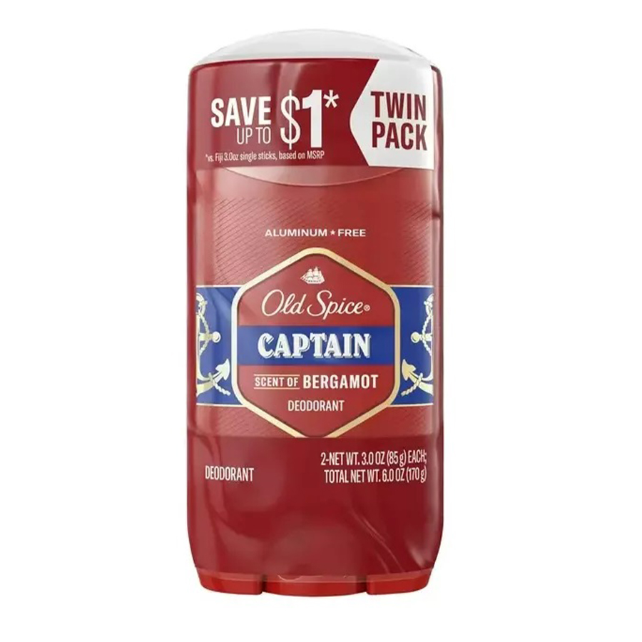OLD SPICE DEO STICK 3 OZ 2 PK CAPTAIN WITH BERGAMOT