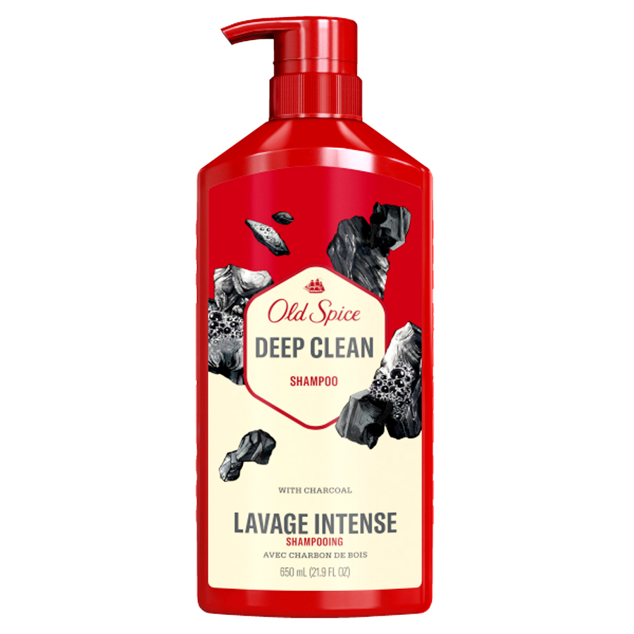OLD SPICE SHAMPOO 21.9 OZ DEEP CLEAN FOR MEN WITH CHARCOAL, FRESH AND CLEAN SCENT REMOVES BUILT UP DIRT AND OIL