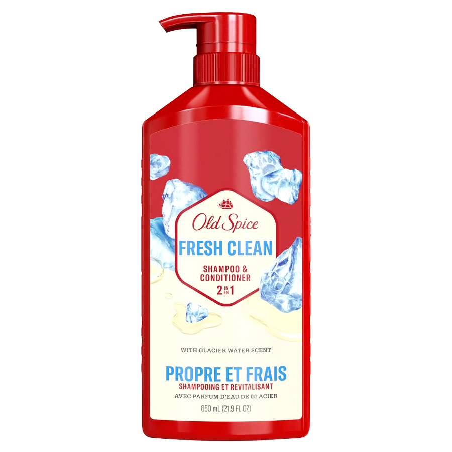 OLD SPICE SHAMPOO AND CONDITIONER 21.9 OZ FRESH CLEAN FOR MEN WITH GLACIER WATE SCENT FO THICK AND HEALTHY HAIR
