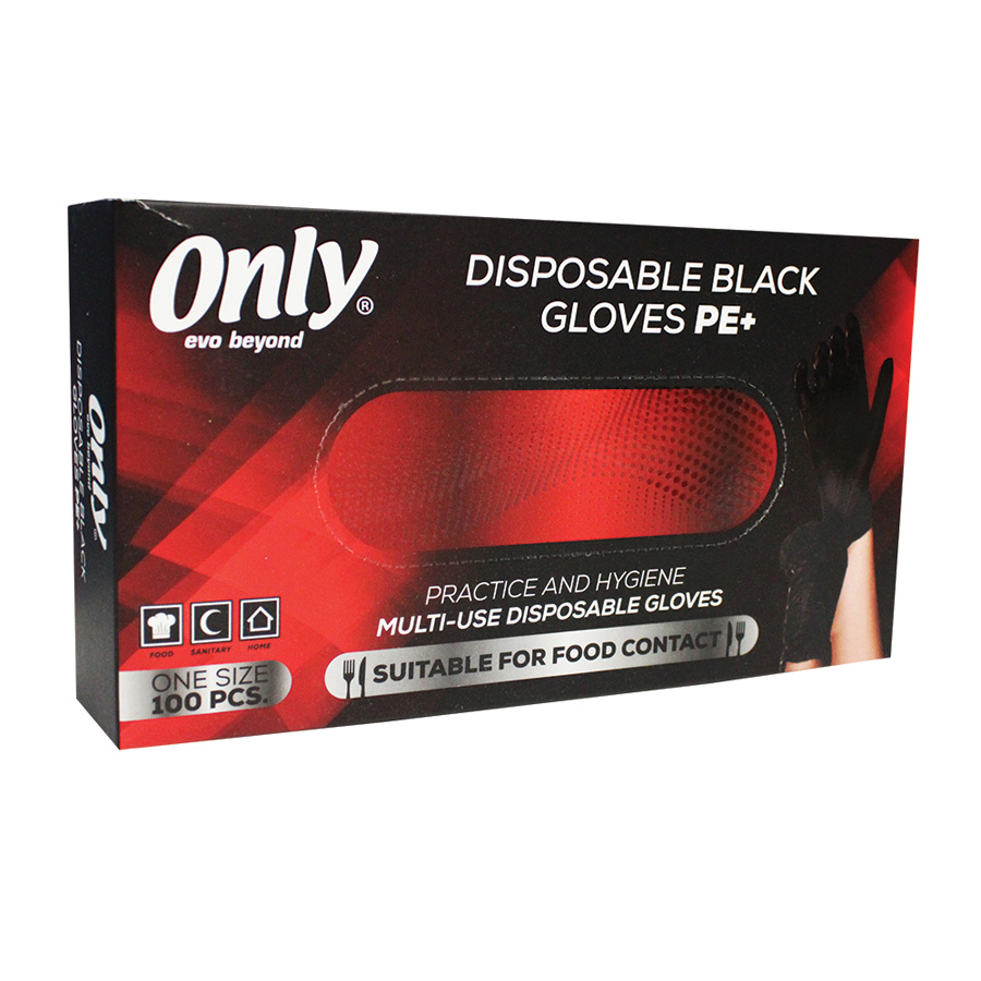 ONLY DISPOSABLE BLACK GLOVES PE