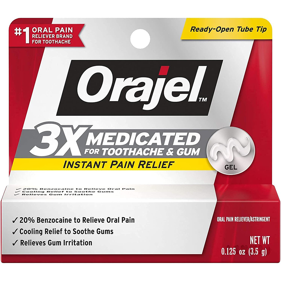 ORAJEL PAIN RELIEF GEL 0.125 OZ 3X MEDICATED
