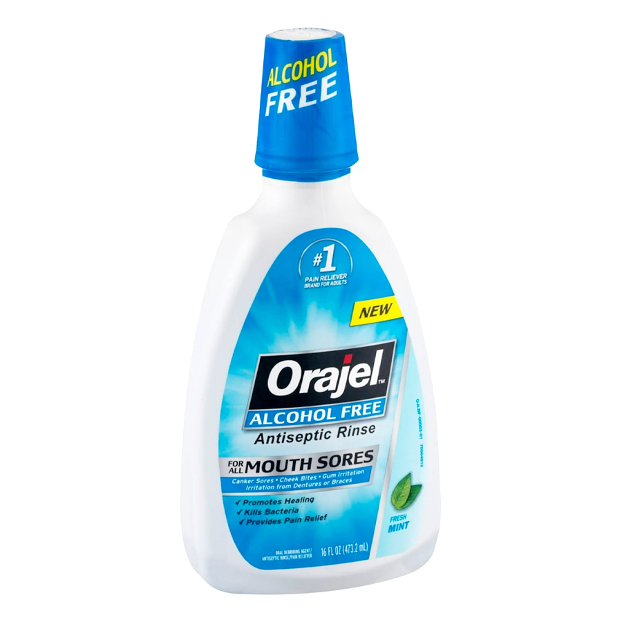 ORAJEL PAIN RELIEF GEL 16 OZ ALCOHOL FREE ANTISEPTUC RINSE