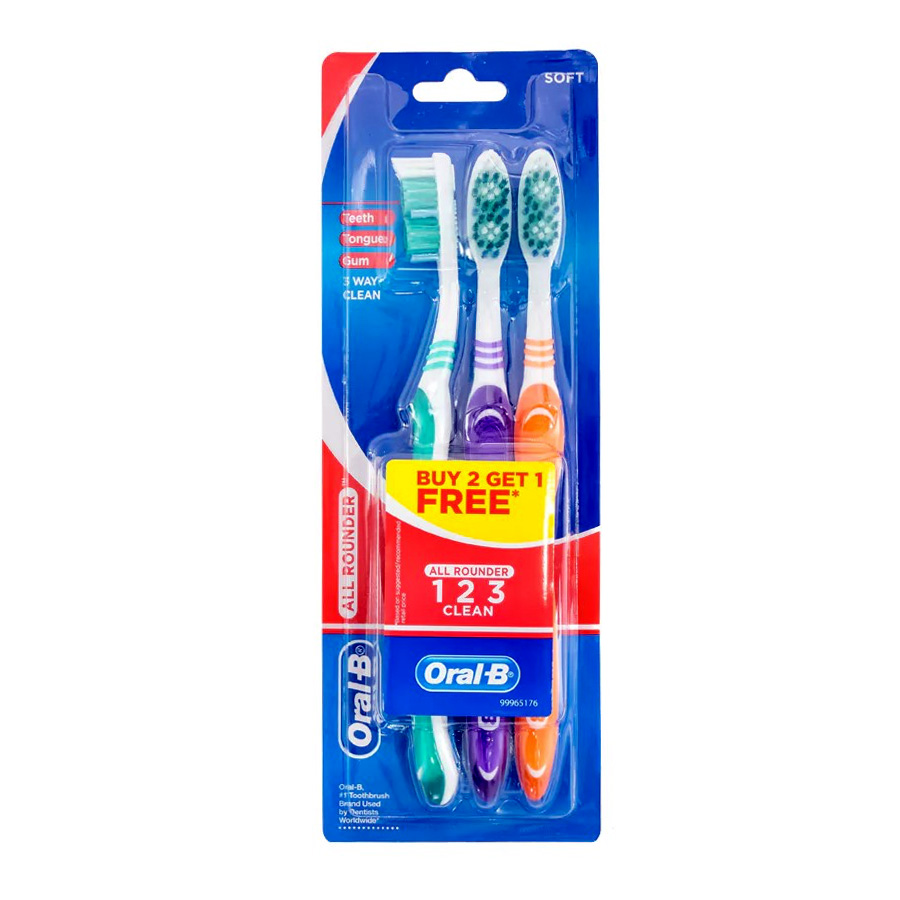 ORAL-B TOOTHBRUSH 3 PK ALL ROUNDER SFT