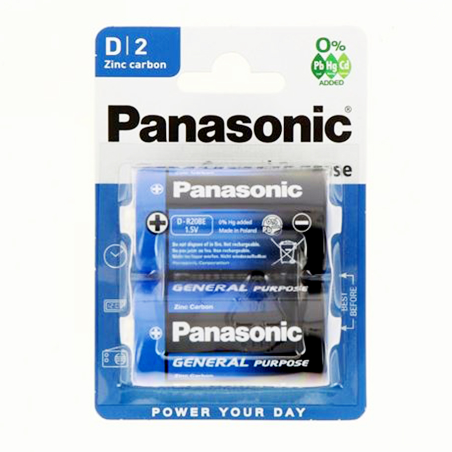 PANASONIC BATTERIES D2 GENERAL PURPOSE ZINC CARBON