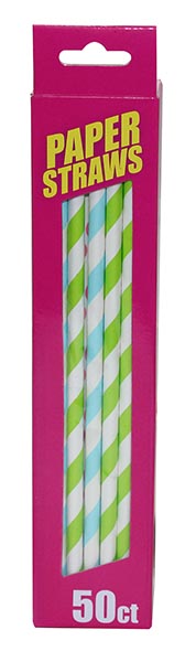 PAPER STRAW 50 CT GIFT BOXED DOT/BARBER STRIPE
