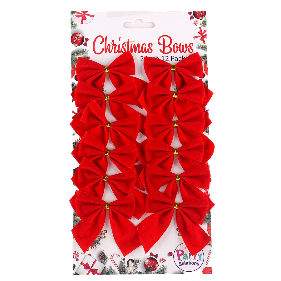 PARTY SOLUTION CHRISTMAS BOW 2 IN 12 CT