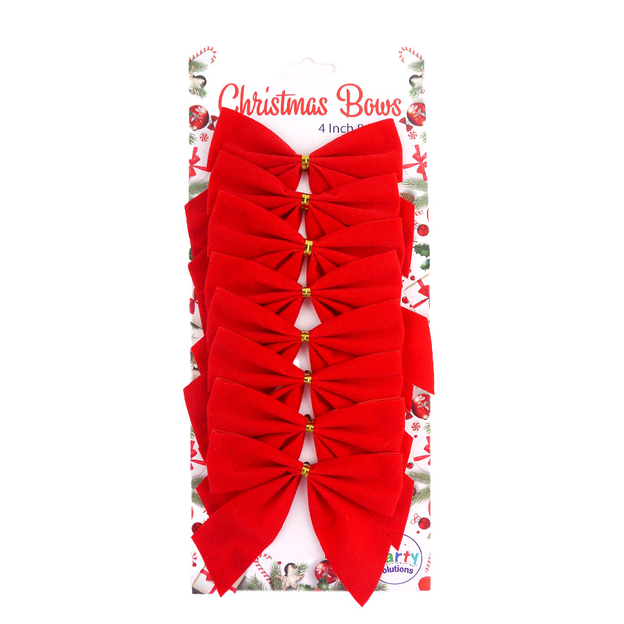 PARTY SOLUTION CHRISTMAS BOW 4 IN 8 CT