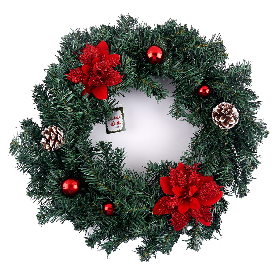 PARTY SOLUTION CHRISTMAS WREATH 17.75 IN