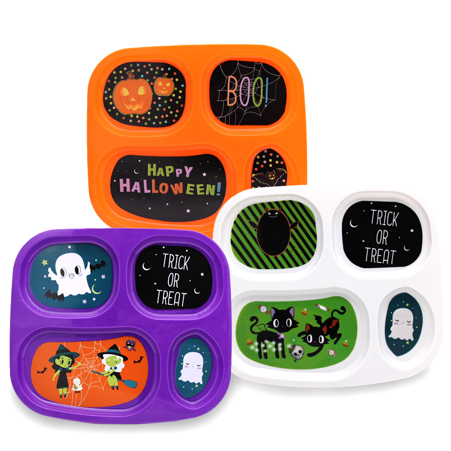 PARTY SOLUTION HALLOWEEN CHILDREN'S TRAY 9.5 X 8.5 IN WITH COMPARTMENTS ASSORTED DESIGNS