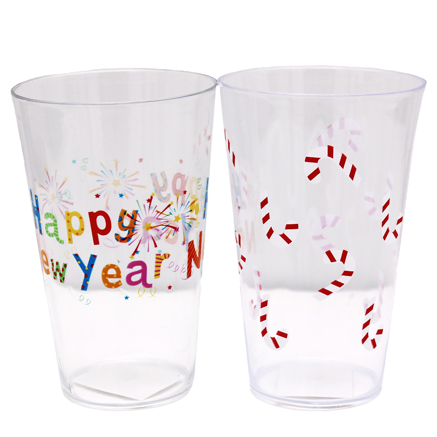 PARTY SOLUTION PLASTIC CUP 16 OZ CHRISTMAS / NEW YEAR DESIGNS