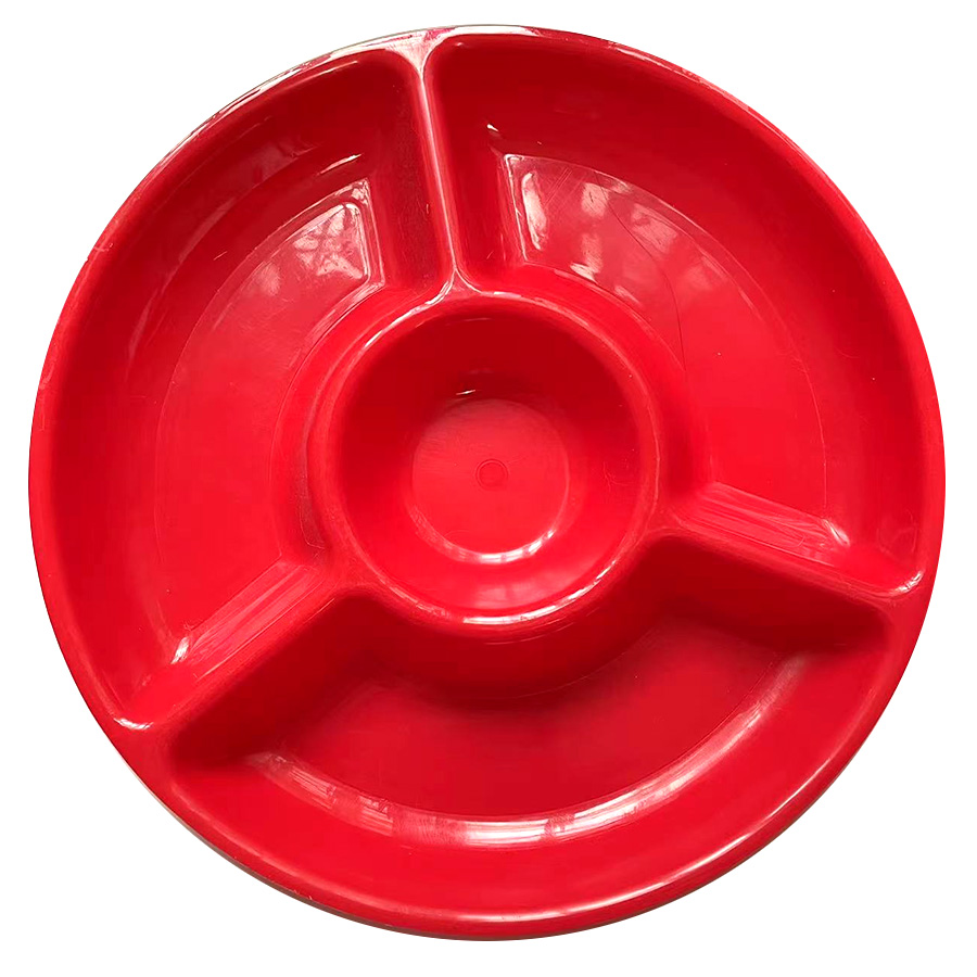 PARTY SOLUTION PLASTIC TRAY 12.25 IN WITH COMPARTMENTS ASSORTED SOLID COLORS