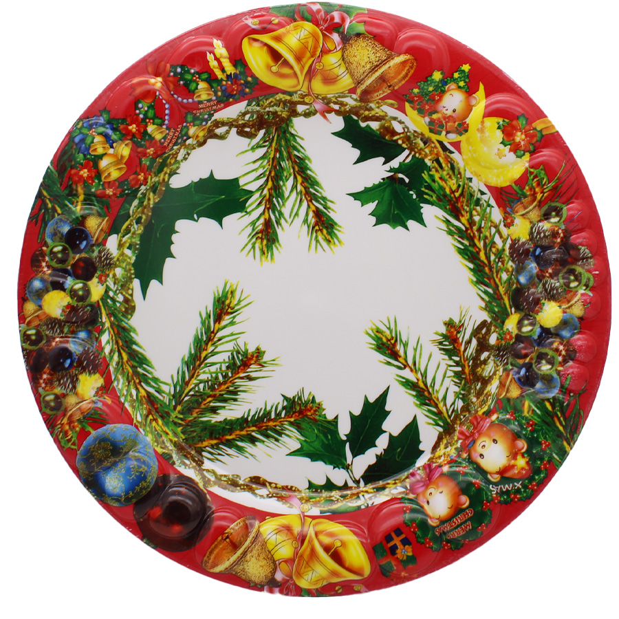PARTY SOLUTION PLASTIC TRAY 14.5 IN FLORAL DESIGN