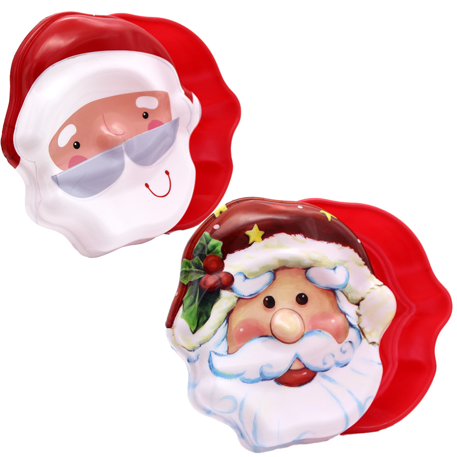 PARTY SOLUTION SANTA CLAUS CONTAINER 6 X 6 IN ASSORTED DESIGNS