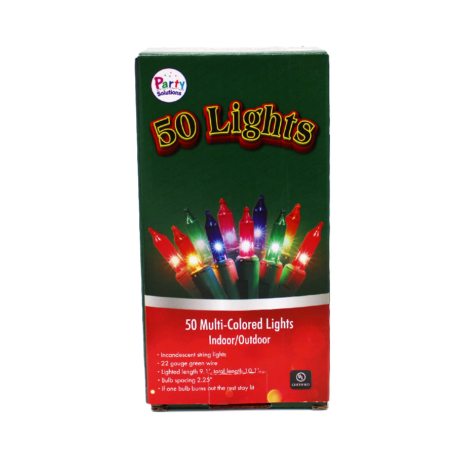 PARTY SOLUTIONS CHRISTMAS LIGHT 10 FT 50 CT ASSORTED COLORS