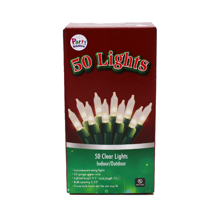 PARTY SOLUTIONS CHRISTMAS LIGHT 10 FT 50 CT GREEN
