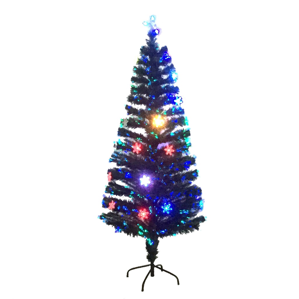 PARTY SOLUTIONS CHRISTMAS TREE 4 FT FIBER OPTIC WITH 18 LED SNOWFLAKES 130 PRE-LIT TIPS
