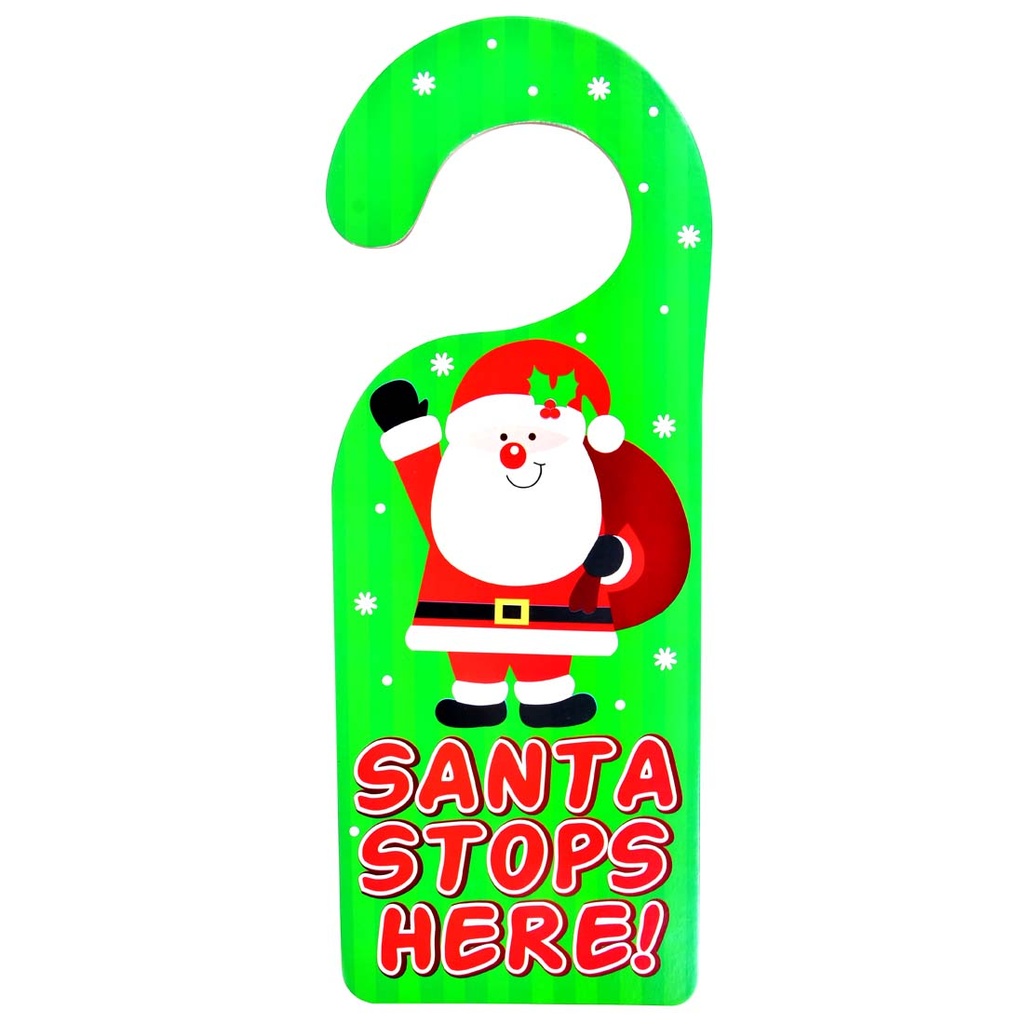 PARTY SOLUTIONS DOOR HANGER SANTA STOPS HERE DOOR HANGER