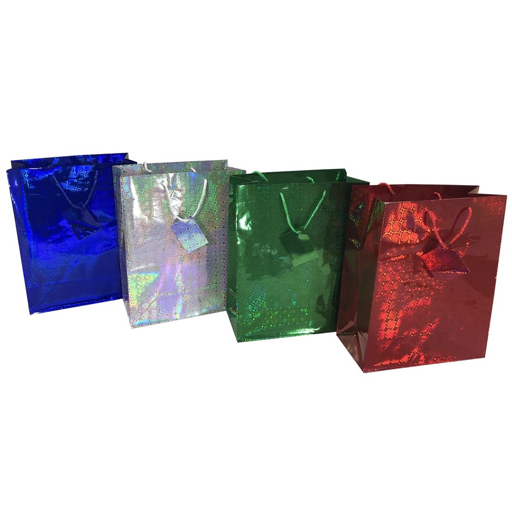 PARTY SOLUTIONS GIFT BAG 10 X 5 X 13 HOLOGRAPHIC LARGE ASSORTED COLORS