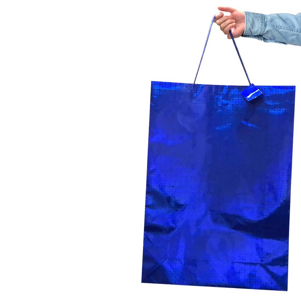PARTY SOLUTIONS GIFT BAG 16 X 7.5 X 19 HOLOGRAPHIC JUMBO ASSORTED COLORS
