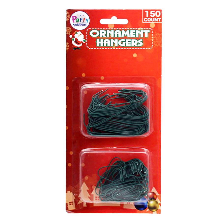 PARTY SOLUTIONS ORNAMENT HANGERS 150 CT GREEN