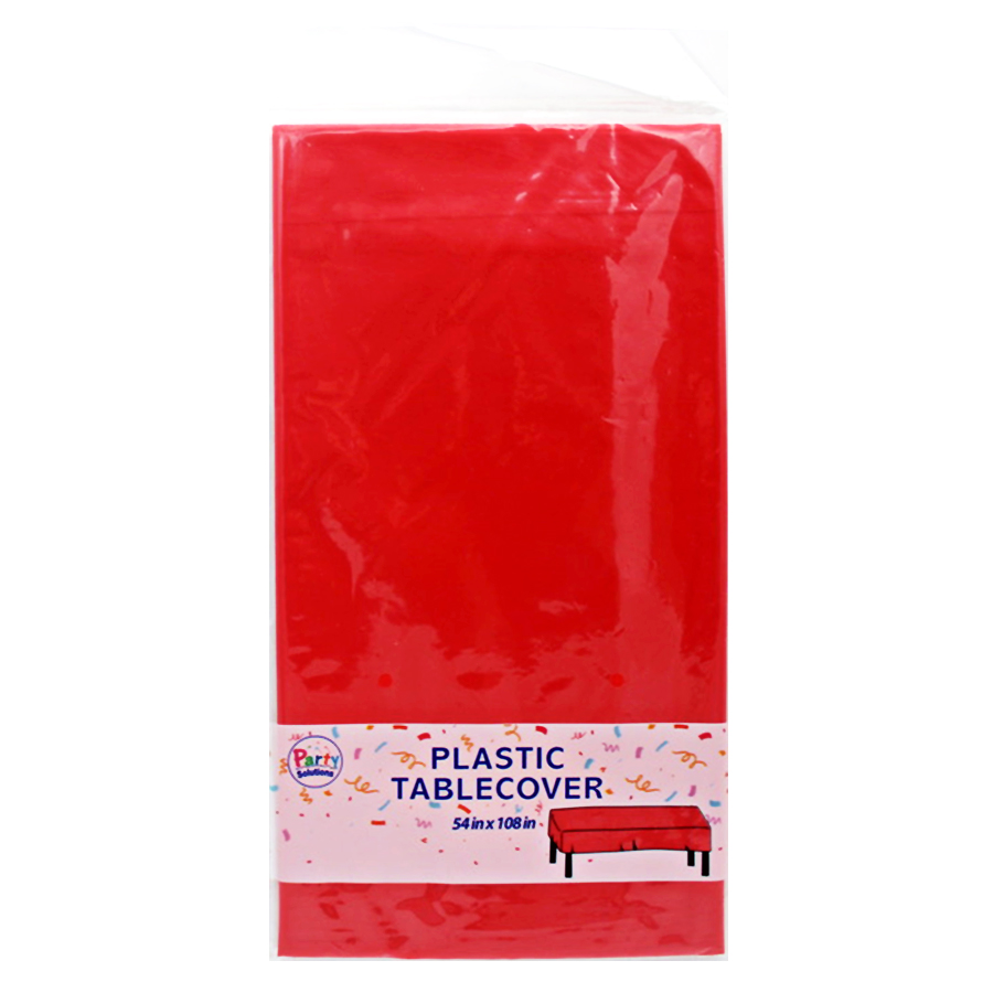 PARTY SOLUTIONS TABLE COVER 54 X 108 IN RED