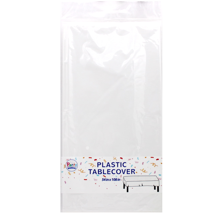 PARTY SOLUTIONS TABLE COVER 54 X 108 IN WHITE