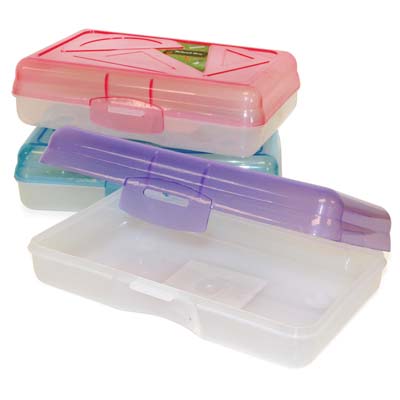 PENCIL BOX 8 X 5 X 2.5 IN ASSORTED COLORED LIDS
