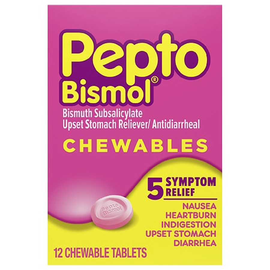 PEPTO BISMOL UPSET STOMACH RELIVER 12 CT ORIGINAL TABLETS CHEWABLE
