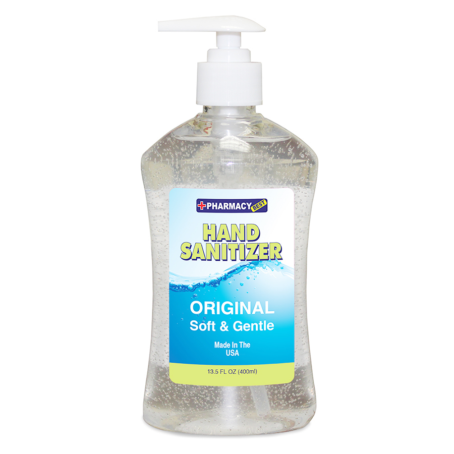PHARMACY BEST HAND SANITIZER 13.5 OZ 70 % ALCOHOL ORIGINAL SOFT & GENTLE **MADE IN USA**