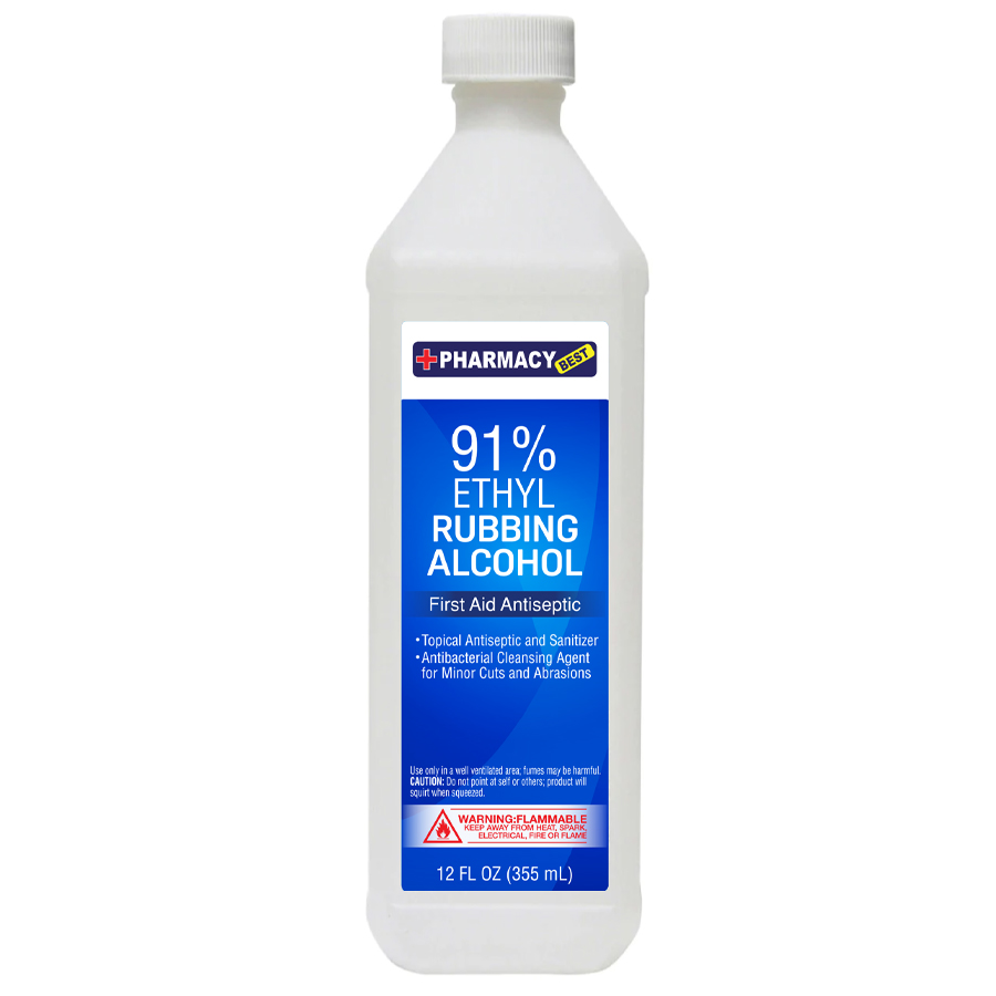 PHARMACY BEST RUBBING ALCOHOL 12 OZ 91% REGULAR