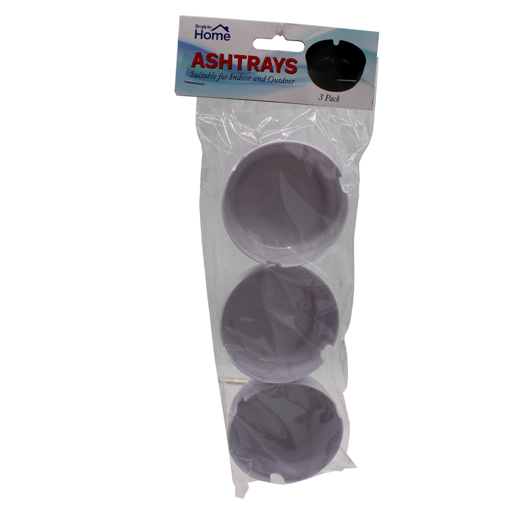 PLASTIC ASHTRAY 3 PK 3 INCH