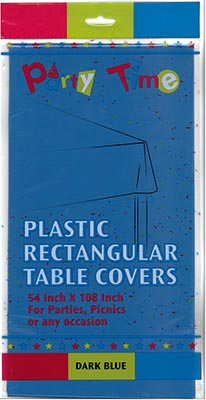 PLASTIC TABLE COVER 1 PK 54 IN X 108 IN DK BLUE