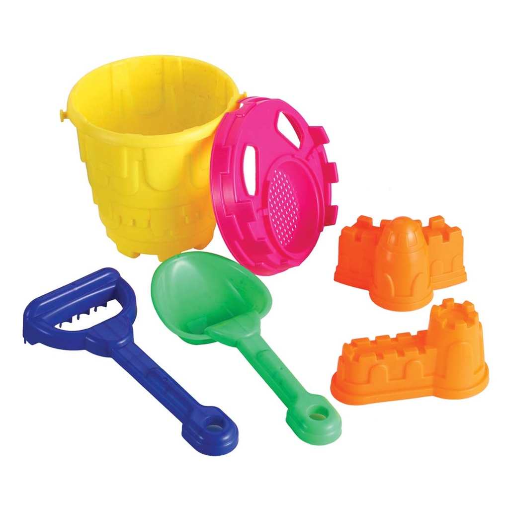 PRIDE BEACH BUCKET 1 CT WITH 5 SAND TOOLS