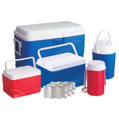 PRIDE COOLER SET 5 PC SET 11.75 GL COOLER / 3.75 GL COOLER / 1.6 GL COOLER / 0.65 GL JUG / 0.35 GL JUG / 3 ICE PACKS