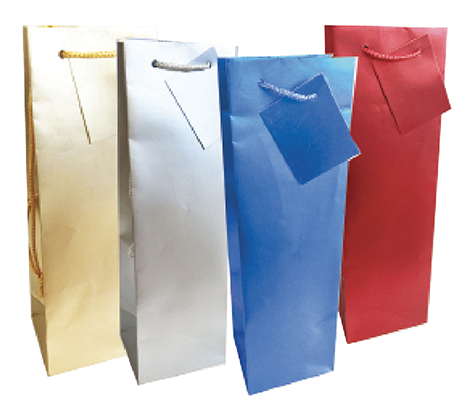 PRIDE METALLIC GIFT BAG 13 X 4 X 3.5 IN BOTTLE ASSORTED
