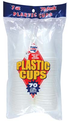 PRIDE PLASTIC CUP 7 OZ 70 CT WHITE