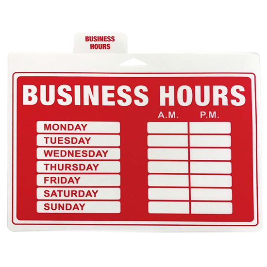 PRIDE PLASTIC SIGN 12 X 9 IN BUSINS HOURS
