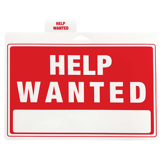 PRIDE PLASTIC SIGN 12 X 9 IN HELP WANTED