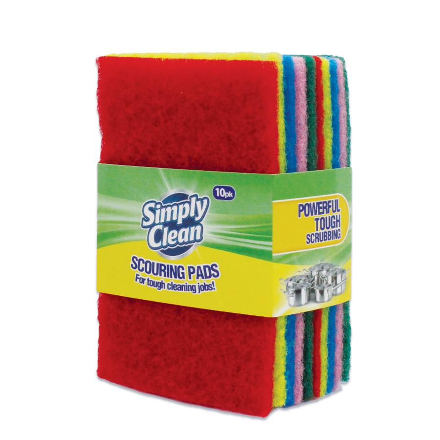 PRIDE SCOURING PADS 6 X 4 IN 10 PK IN DISPLAY