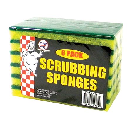 PRIDE SCRUBBING SPONGE 3 X 5 IN 6 CT IN DISPLAY