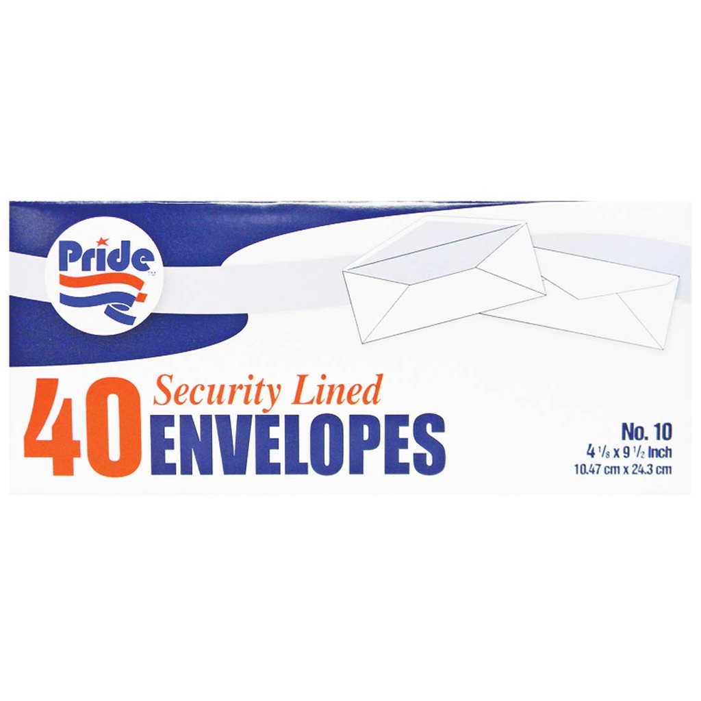 PRIDE SECURITY ENVELOPE 4.125 X 9.5 IN 40 CT