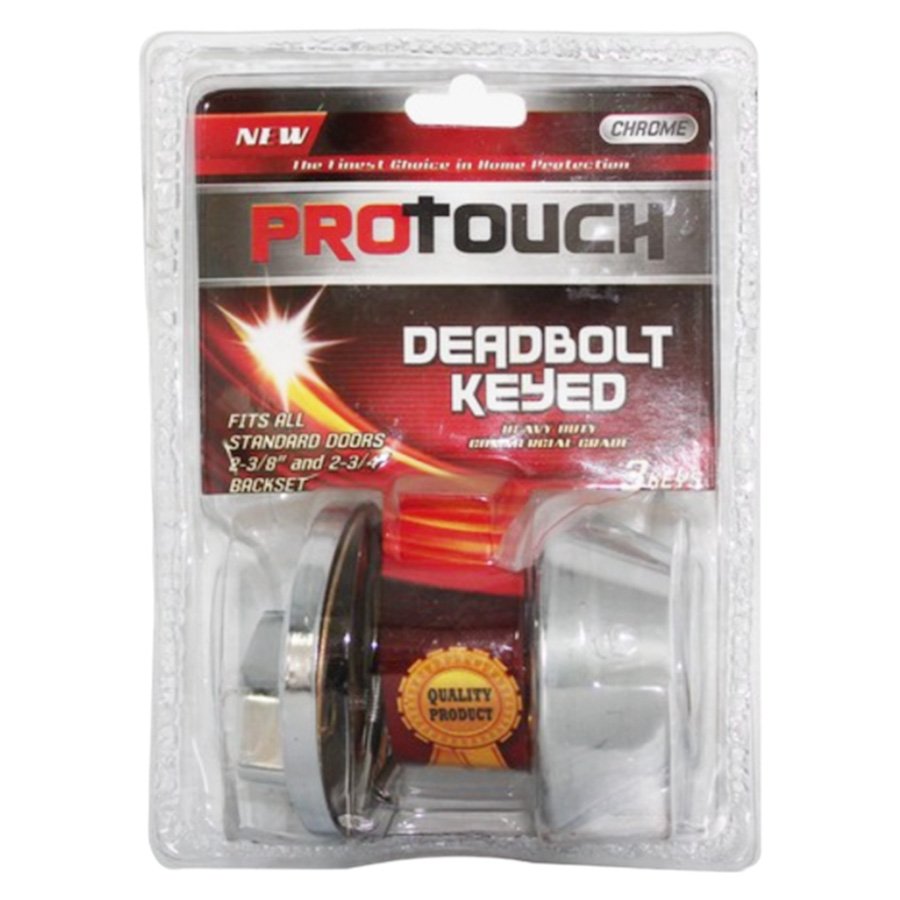 PROTOUCH DOOR LOCK 1 CT CHROME DEADBOLT KEYED OUTSIDE