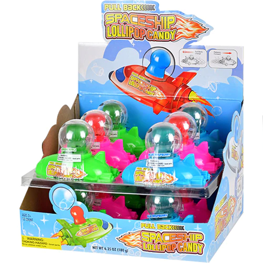 PULL BACK CANDY 0.53 OZ SPACESHIP LOLLIPOP
