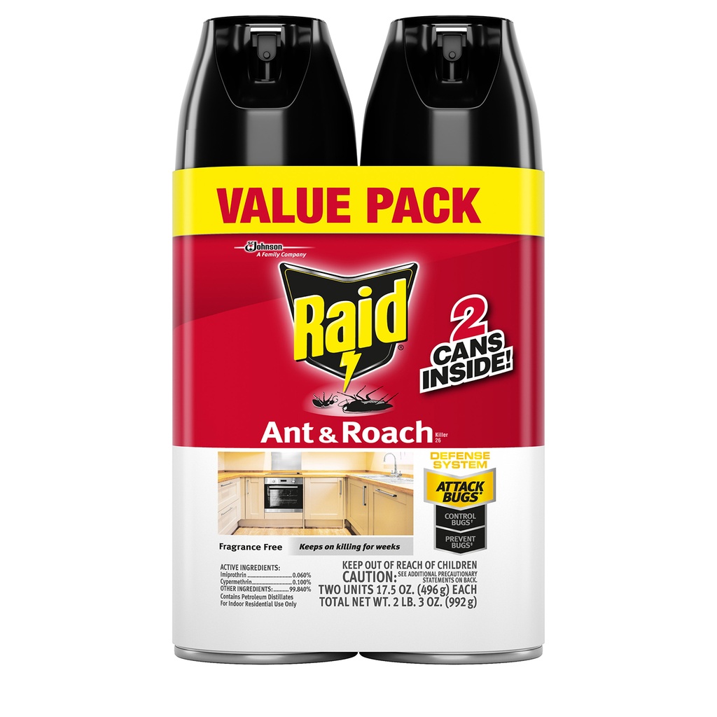 RAID ANT & ROACH KILLER 17.5 OZ FRAGRANCE FREE TWIN PACK