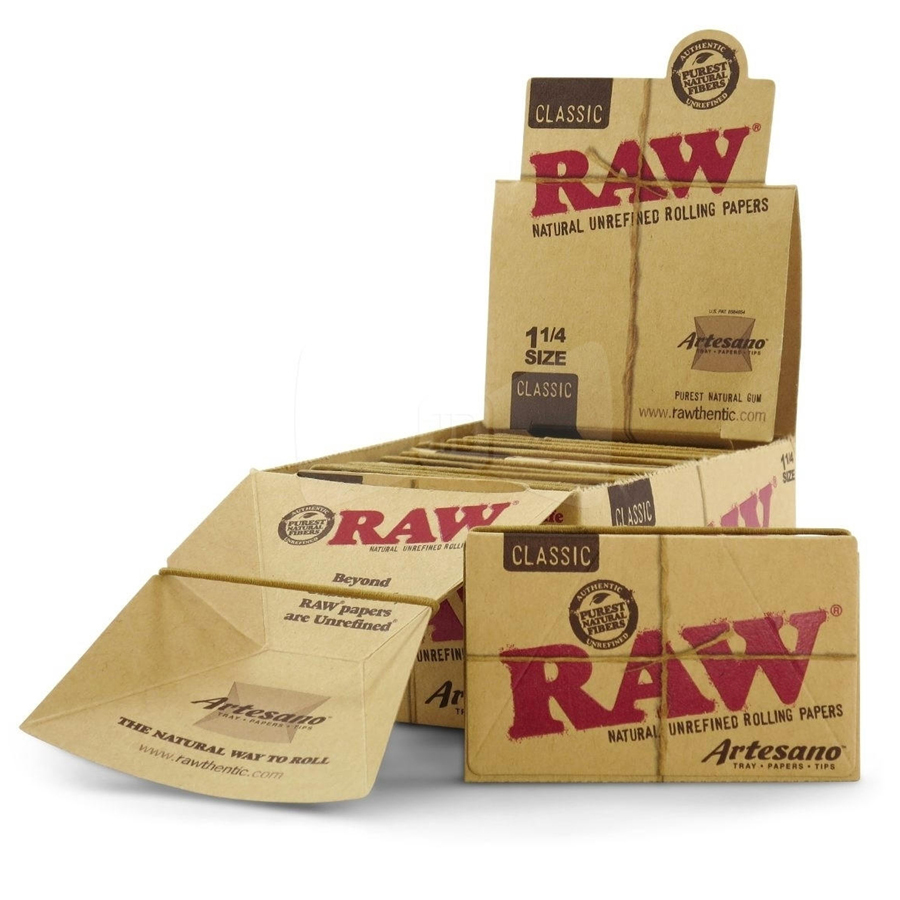 RAW ROLLING PAPER 15 CT ARTESANO 11 / 4 + TIPS CLASSIC