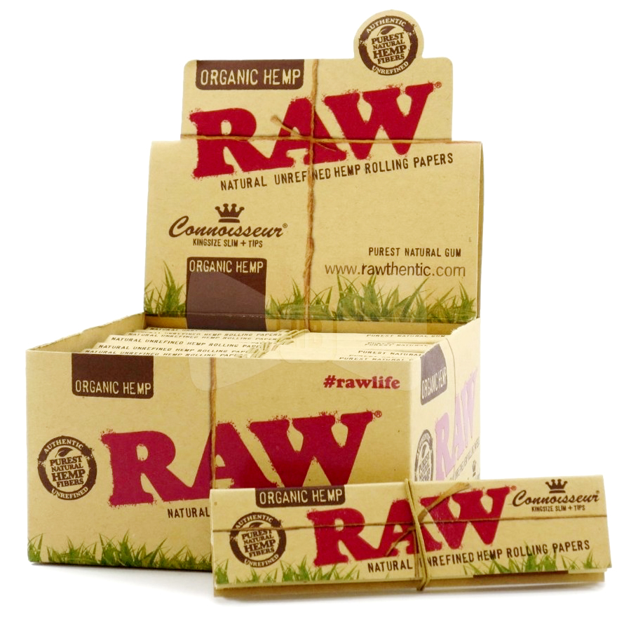 RAW ROLLING PAPER 24 CT CONNISOUR WITH TIP KING SIZE SLIM CLASSIC