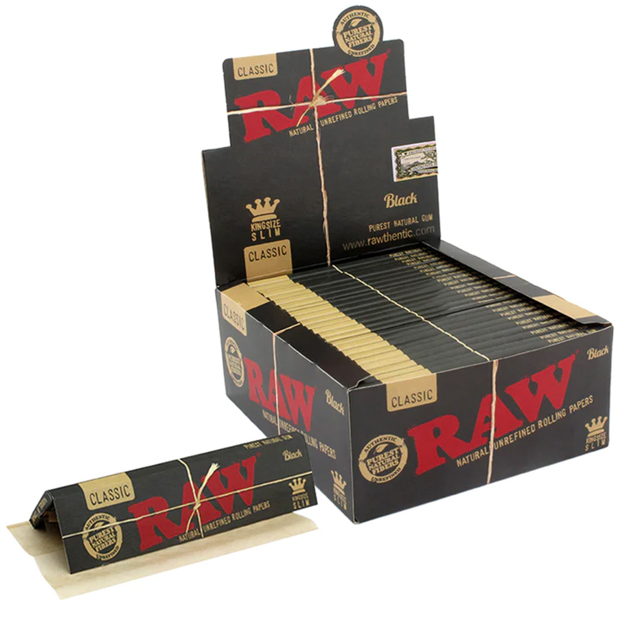 RAW ROLLING PAPER 50 CT BLACK KING SIZE SLIM