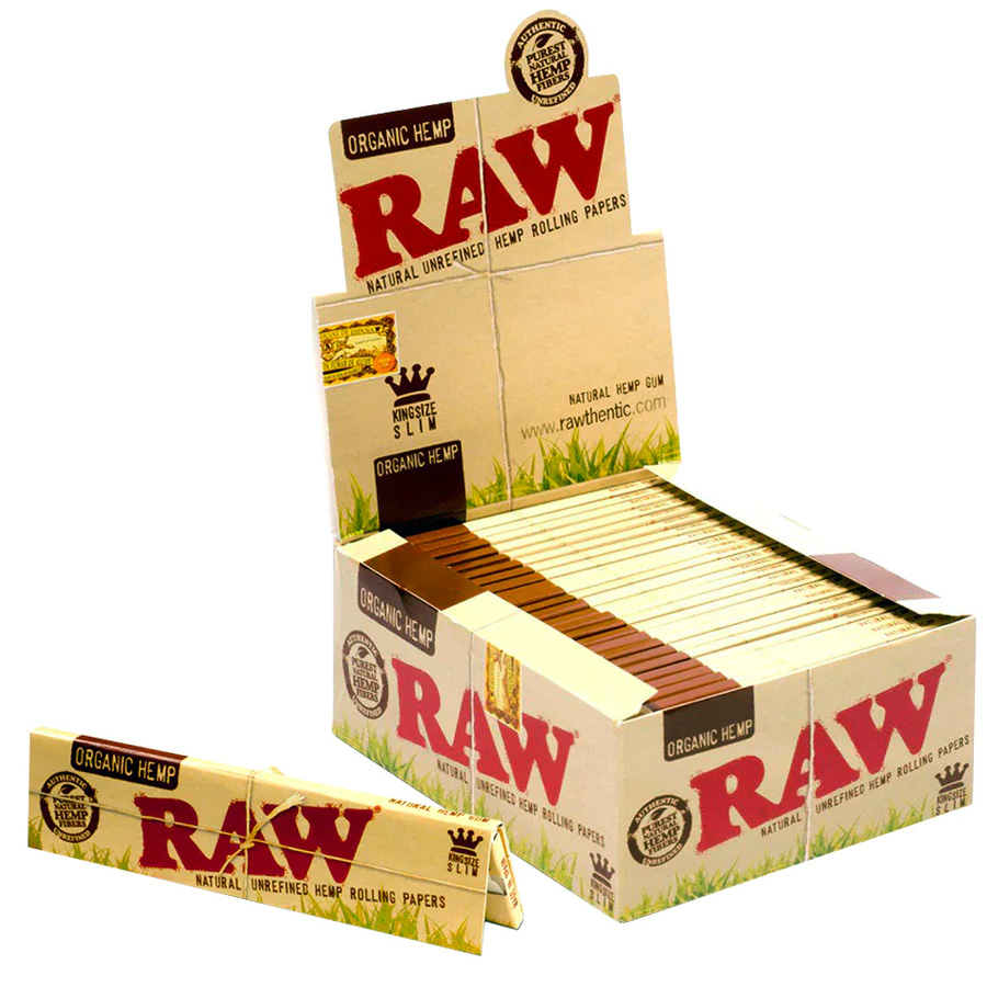 RAW ROLLING PAPER 50 CT ORGANIC HEMP SINGLE WIDE 70MM