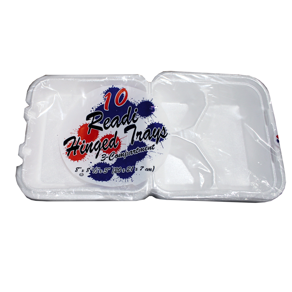 READI FOAM CONTAINER 10 CT HINGED WITH LID
